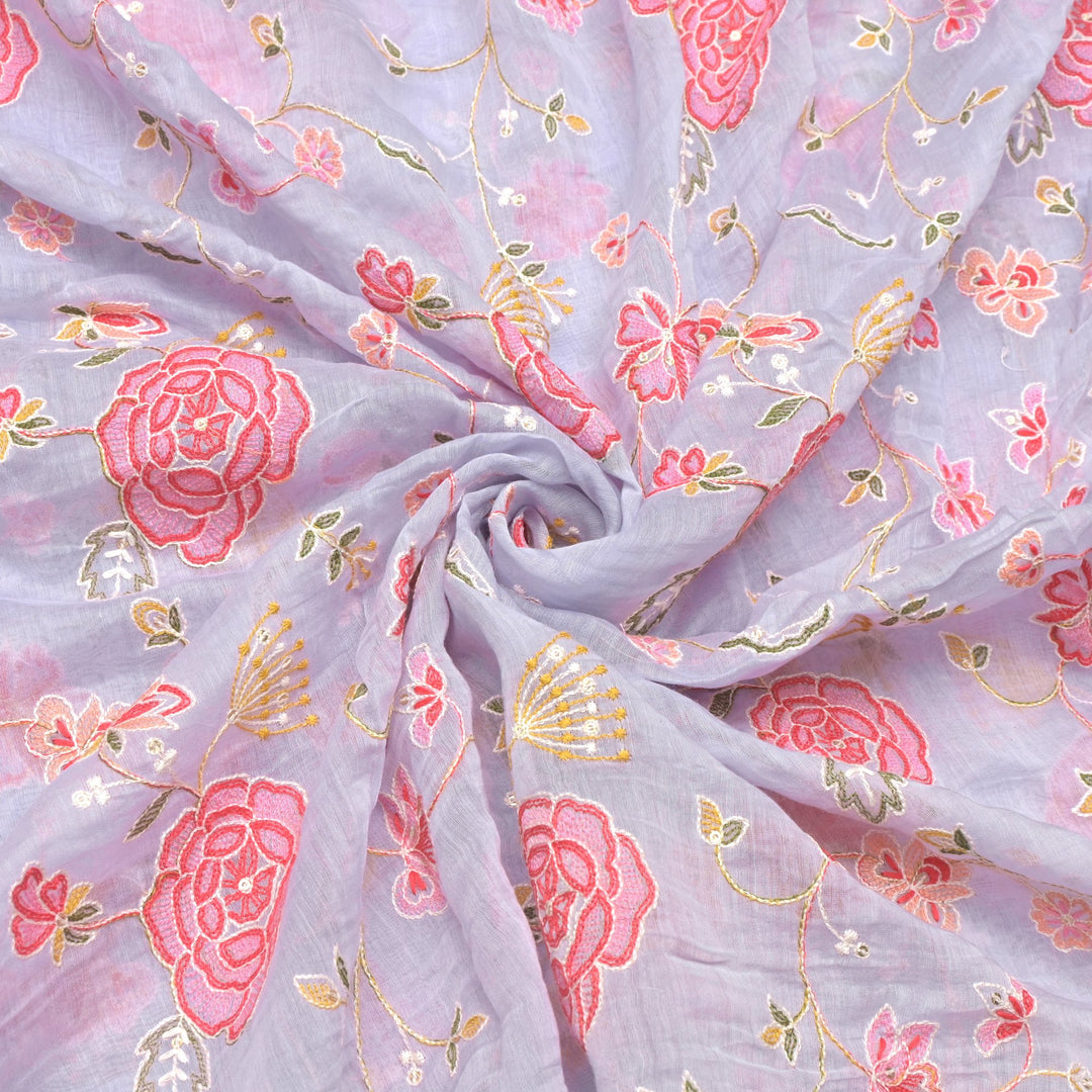Chanderi Thread With Sequins Embroidery Fabrics