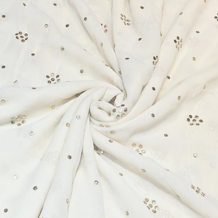 Dyeable Pure Silk Georgette Handwork Mukaish Fabric BT0060