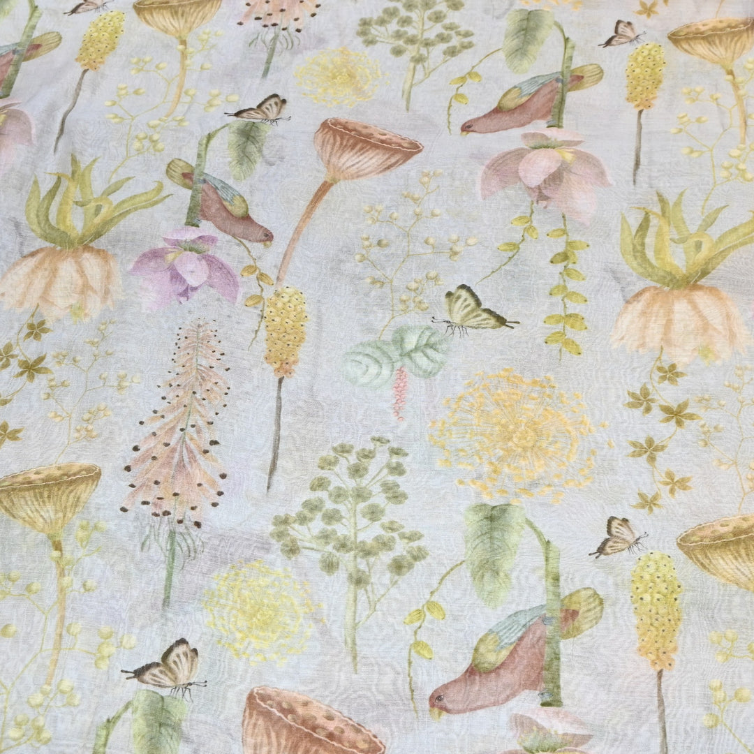 Mul Chanderi Digital Print Fabric - Soft Lightweight Designer Fabric GT0185-1g