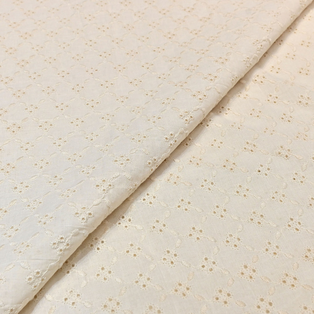 Kora Cotton Cutwork Chikankari Embroidery Fabric DF0130-2