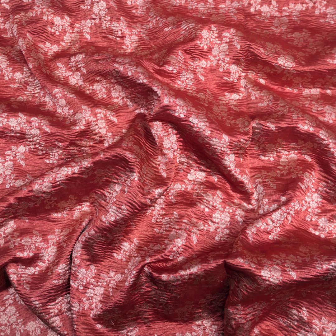 Dusty Rose Pink Pure Crush Tissue Zari Jaal | T-16-200