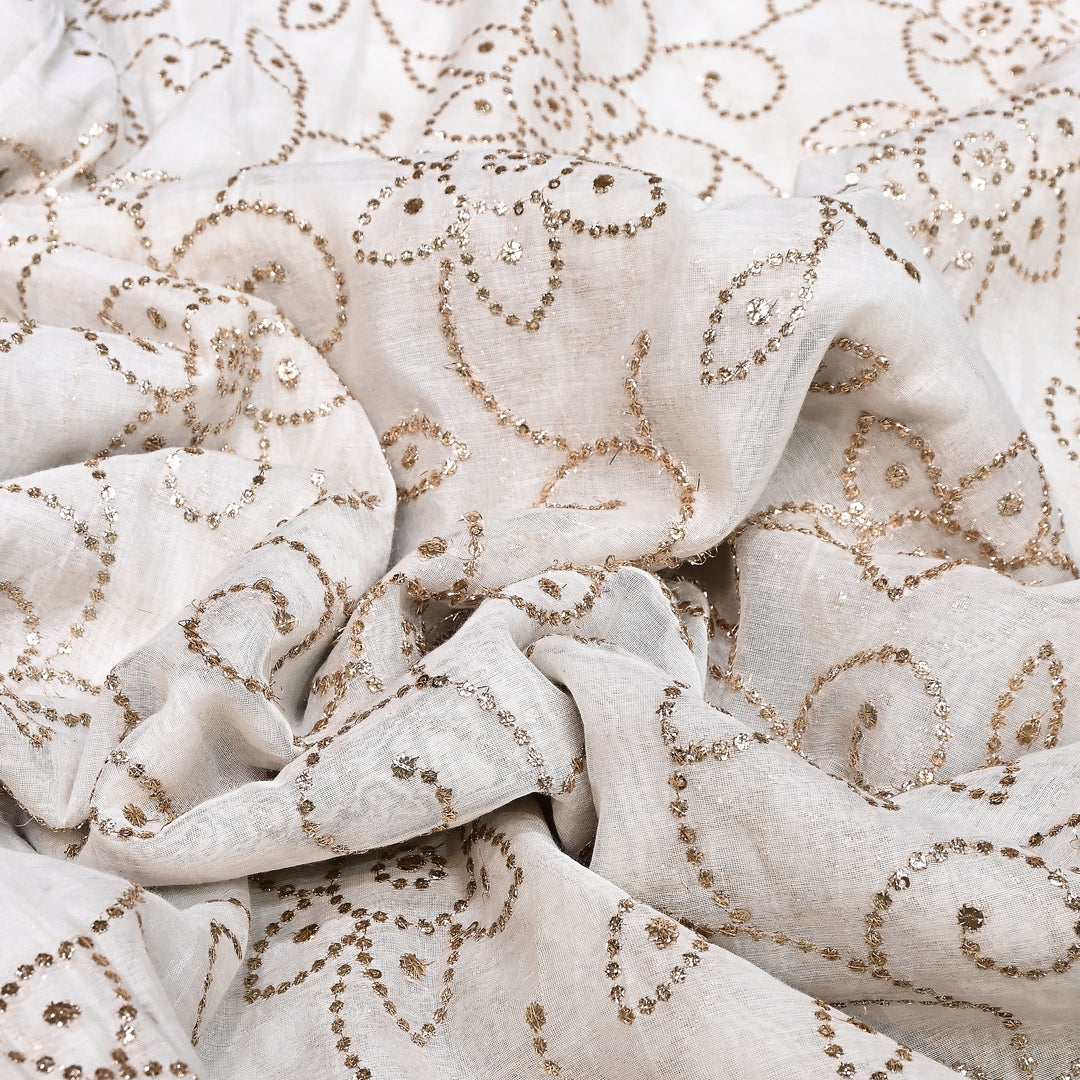 Designer Dyeable Mul Chanderi Fabric with Zari Sequins Embroidery - GT853216