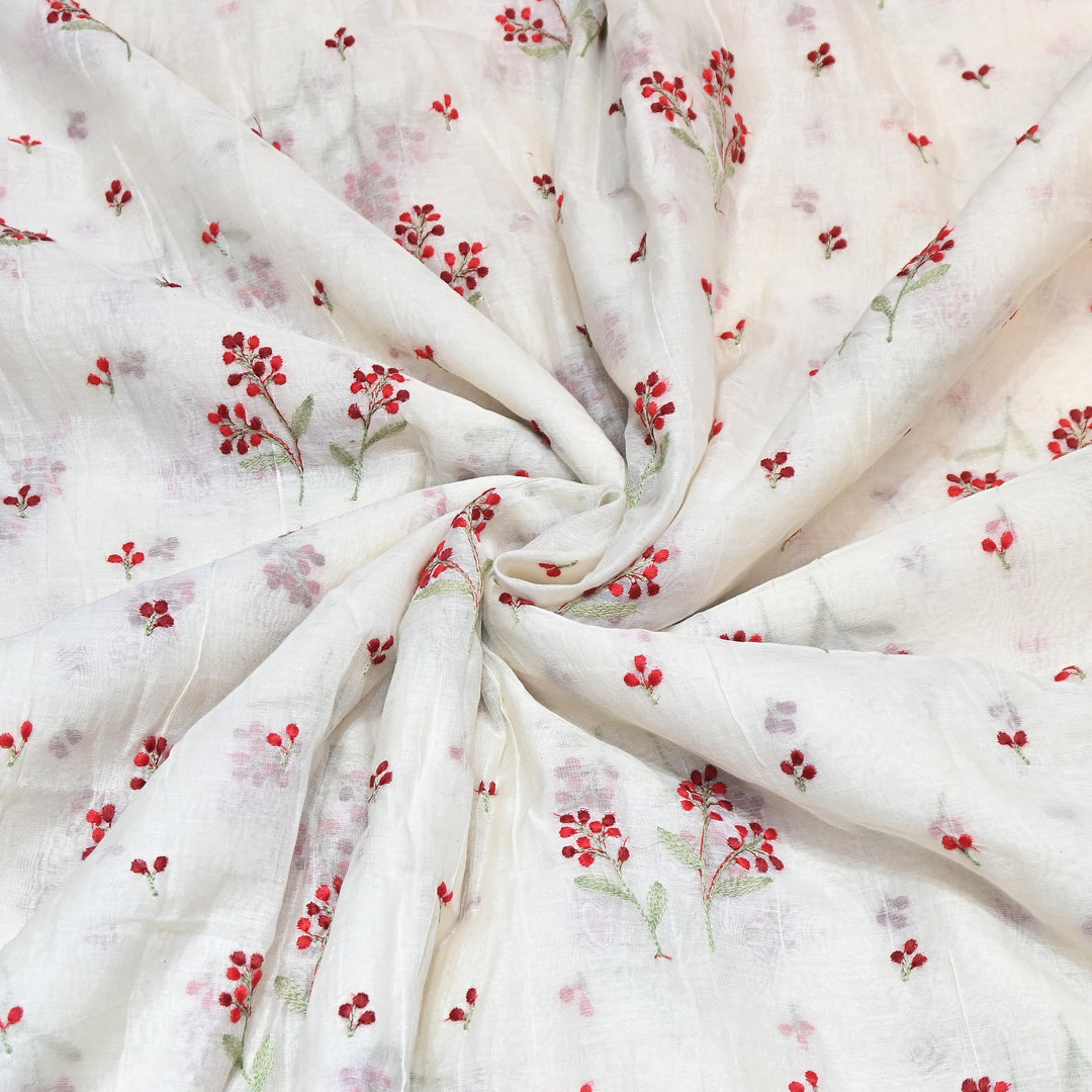 Dyeable Mul Chanderi Thread Embroidery Fabric – Soft Summer Designer Fabric-MF8212-4