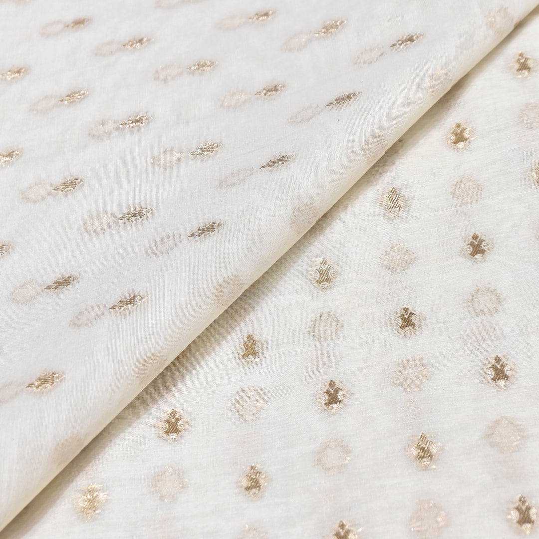 Banarasi Chanderi Gold Mat Zari Fabric – Premium Designer Ethnic Wear Fabric 000313-15