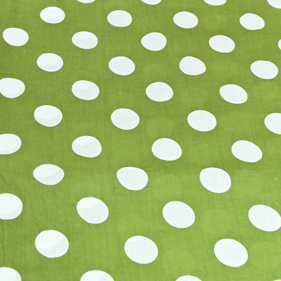 Premium Cotton Polka Dot Printed Fabric - Soft Breathable Designer Cotton Fabric - 000350-1h