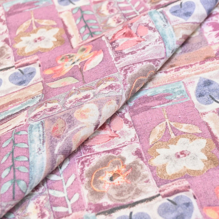 Multicolor Cotton Linen Digital Print Fabric- Soft Breathable Designer Fabric-RT0132-7