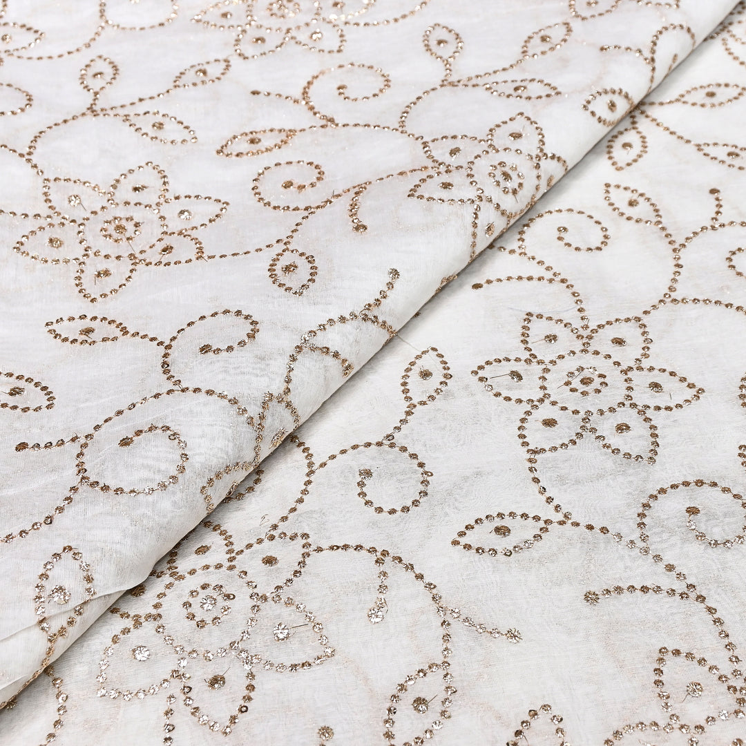 Designer Dyeable Mul Chanderi Fabric with Zari Sequins Embroidery - GT853216