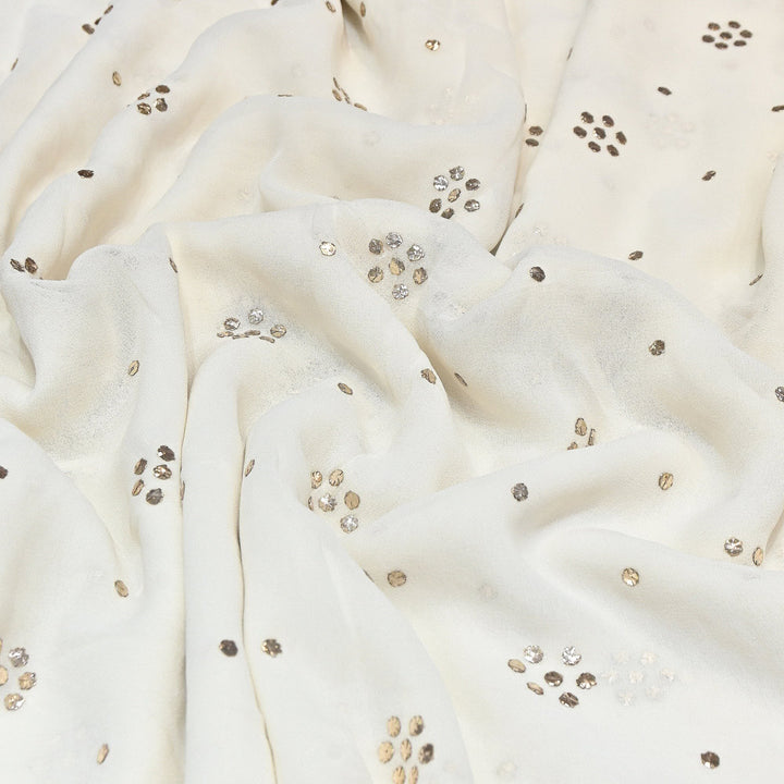 Dyeable Pure Silk Georgette Handwork Mukaish Fabric BT0060