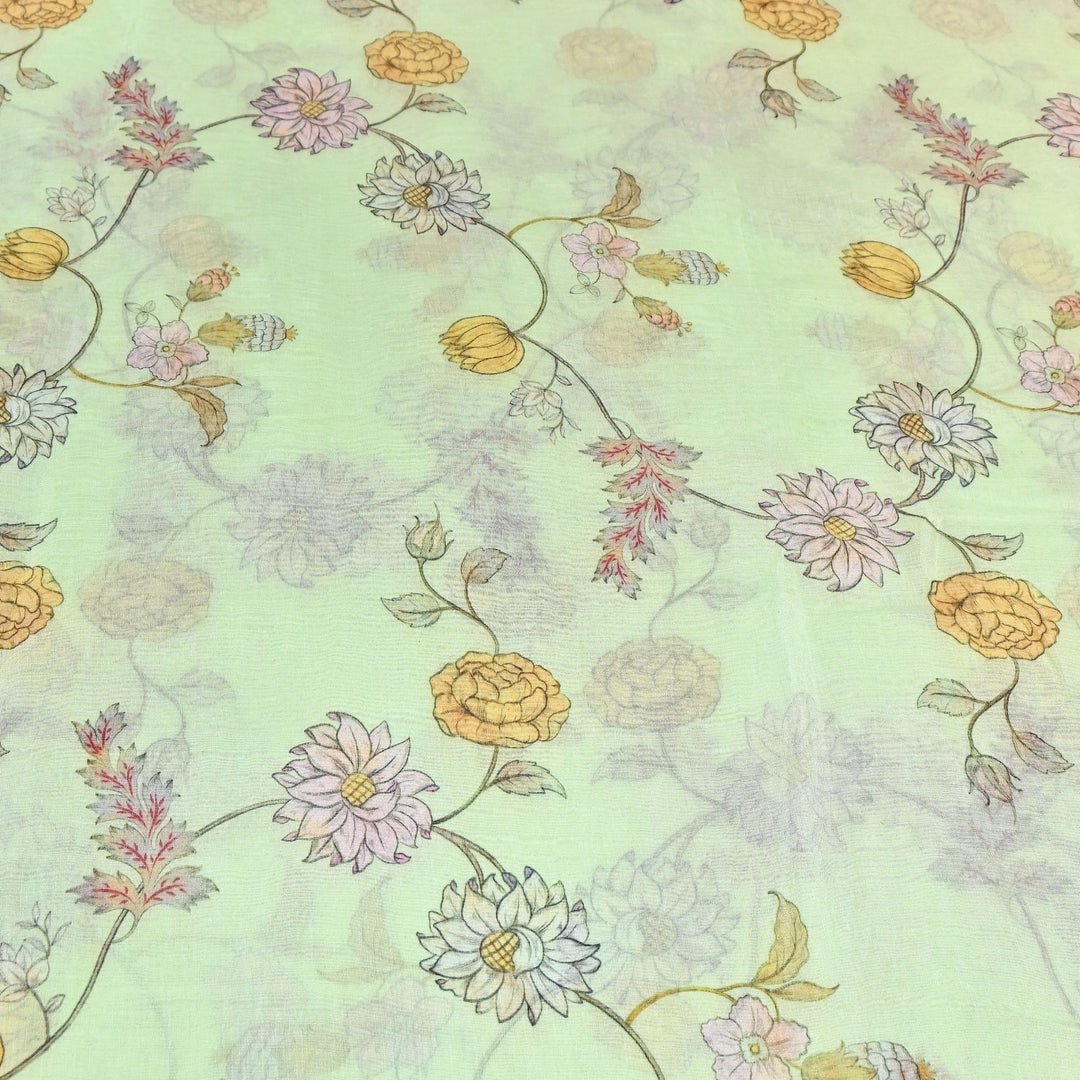 Premium Mul Chanderi Digital Print Fabric – Lightweight Chanderi Fabrics GT0185-1