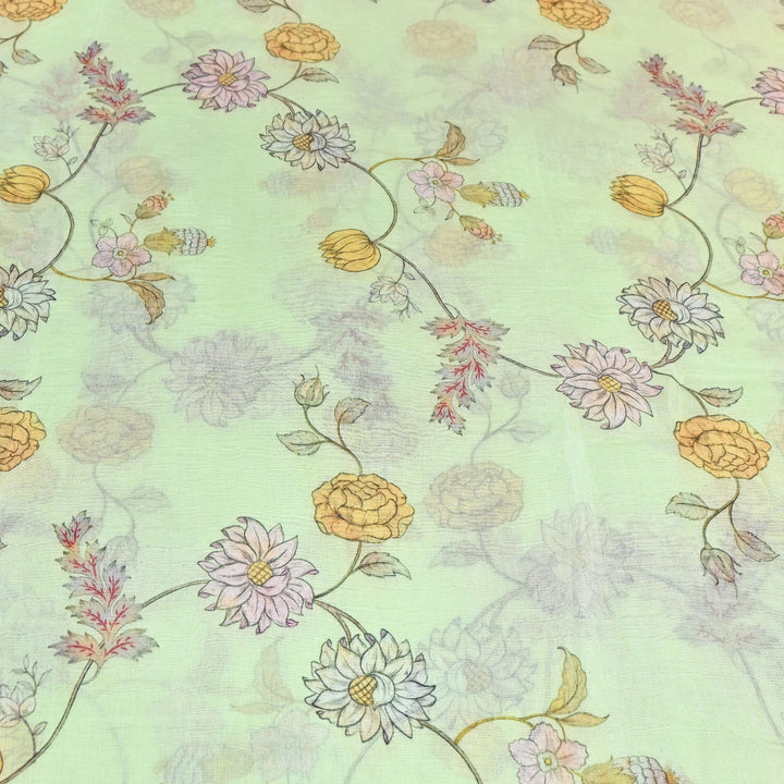 Premium Mul Chanderi Digital Print Fabric – Lightweight Chanderi Fabrics GT0185-1