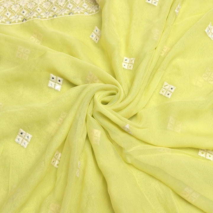Viscose Georgette Mirror Embroidery Fabrics For Dupatta
