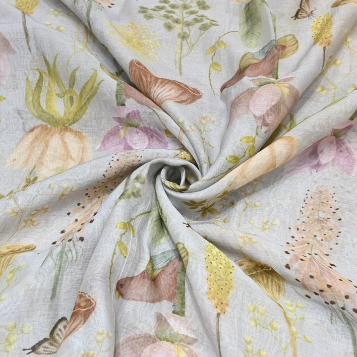 Mul Chanderi Digital Print Fabric - Soft Lightweight Designer Fabric GT0185-1g