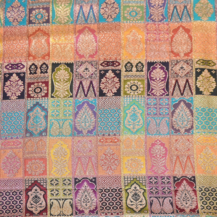 Multi Rangoli Brocade Fabric – Premium Zari Woven Designer Brocade Fabric 001006-A10