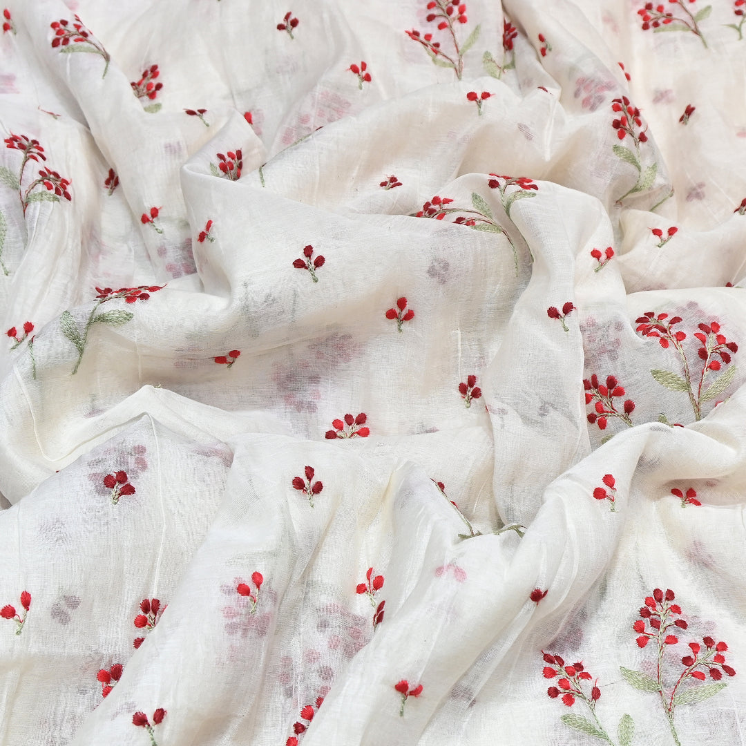 Dyeable Mul Chanderi Thread Embroidery Fabric – Soft Summer Designer Fabric-MF8212-4
