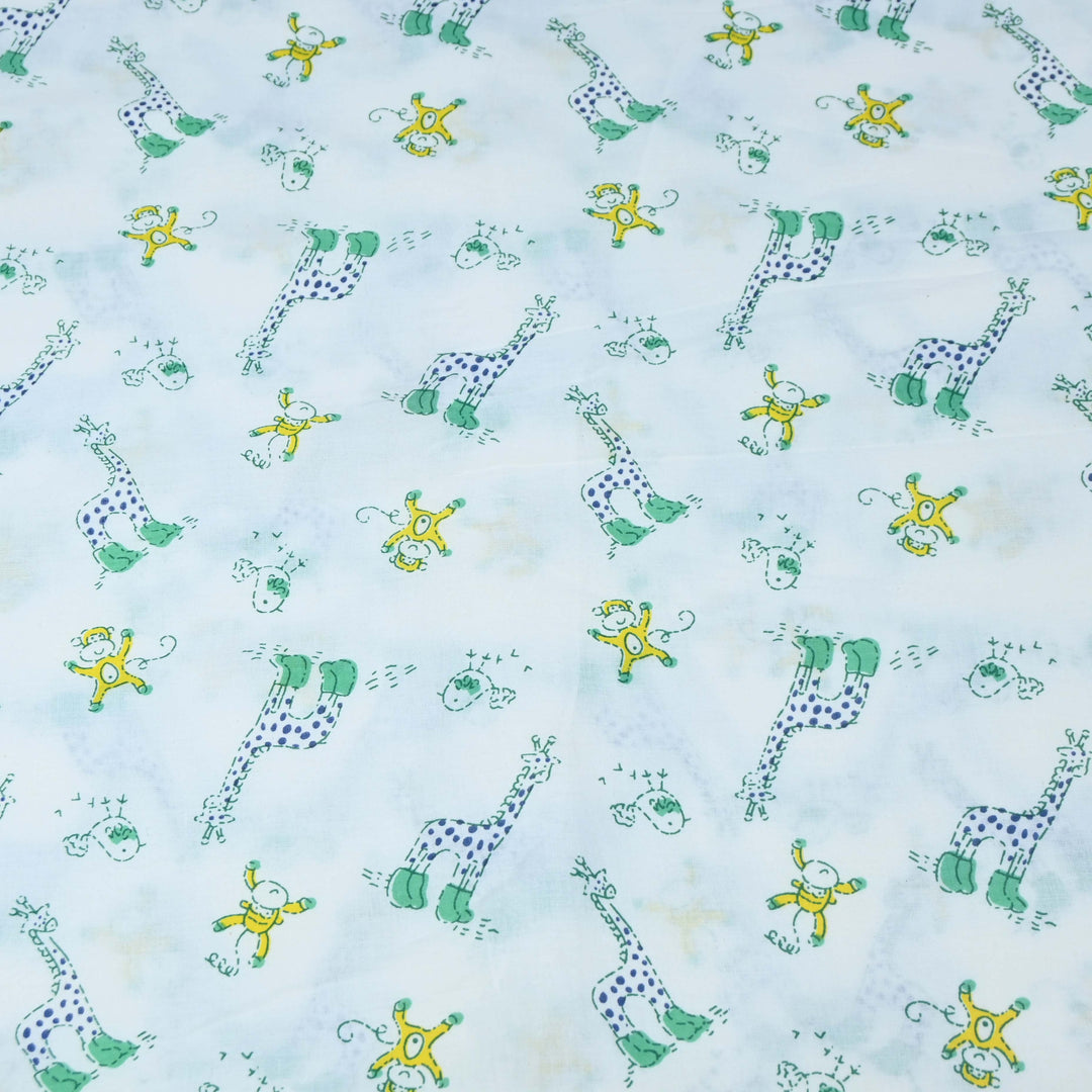 White Cotton Printed Fabric