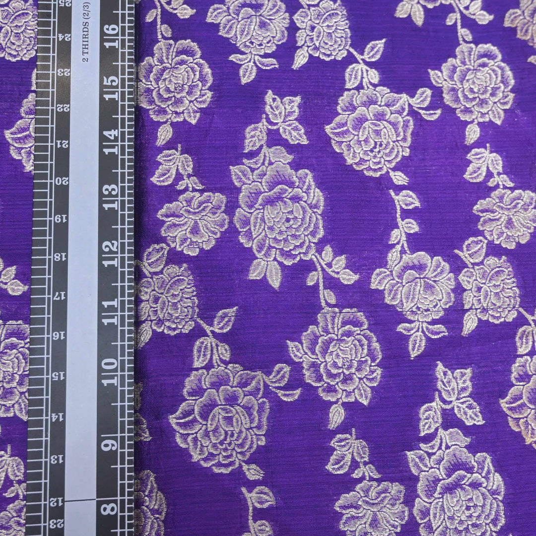 Purple Pure Mango Silk Zari Brocade fabric. | 165-192PR