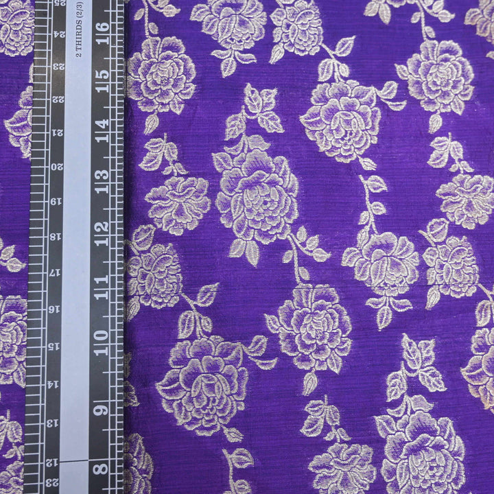 Purple Pure Mango Silk Zari Brocade fabric. | 165-192PR