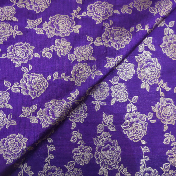 Purple Pure Mango Silk Zari Brocade fabric. | 165-192PR