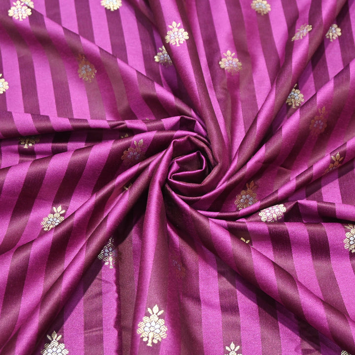 Plum Mina Zari Brocade Fabric