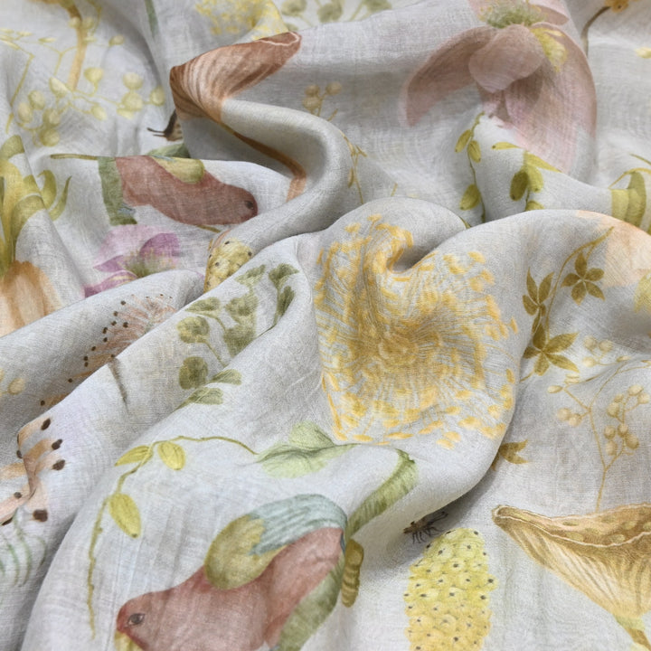 Mul Chanderi Digital Print Fabric - Soft Lightweight Designer Fabric GT0185-1g