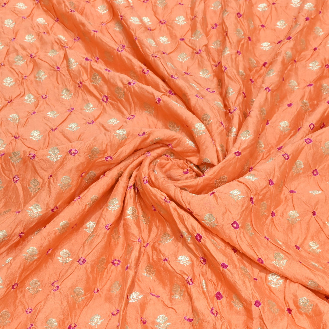 Pure Chiniya Silk Zari And Hand Bandhani Fabrics