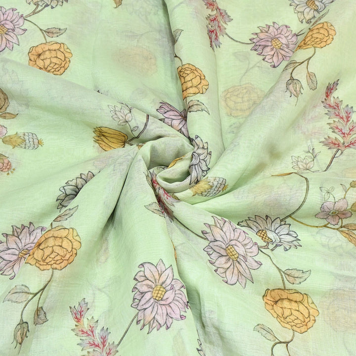 Premium Mul Chanderi Digital Print Fabric – Lightweight Chanderi Fabrics GT0185-1