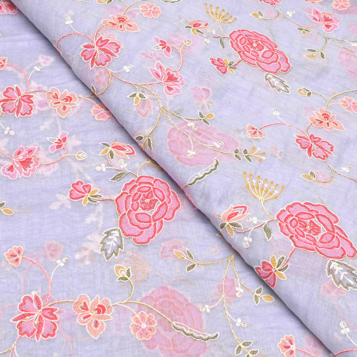 Chanderi Thread With Sequins Embroidery Fabrics