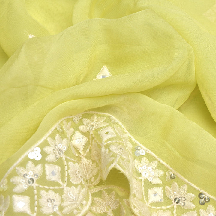 Viscose Georgette Mirror Embroidery Fabrics For Dupatta