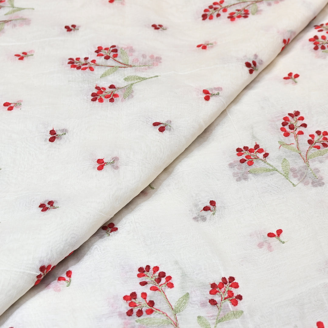 Dyeable Mul Chanderi Thread Embroidery Fabric – Soft Summer Designer Fabric-MF8212-4