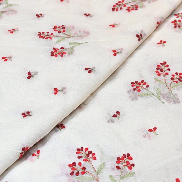 Dyeable Mul Chanderi Thread Embroidery Fabric – Soft Summer Designer Fabric-MF8212-4
