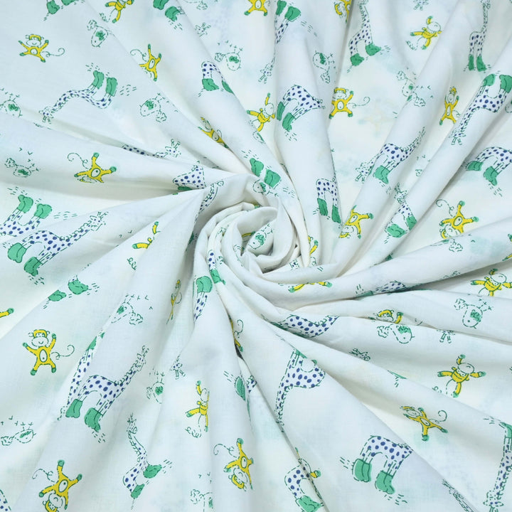 White Cotton Printed Fabric