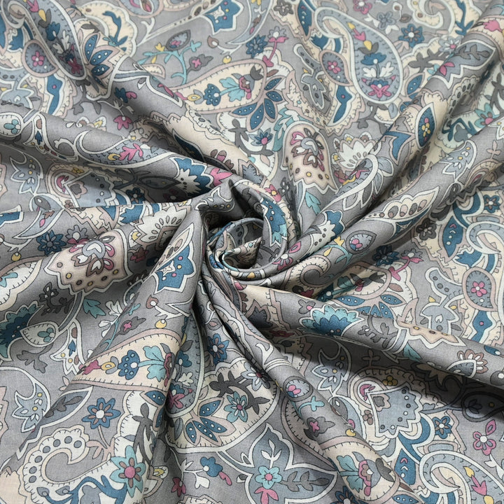 Grey Italian Lawn Print Fabric