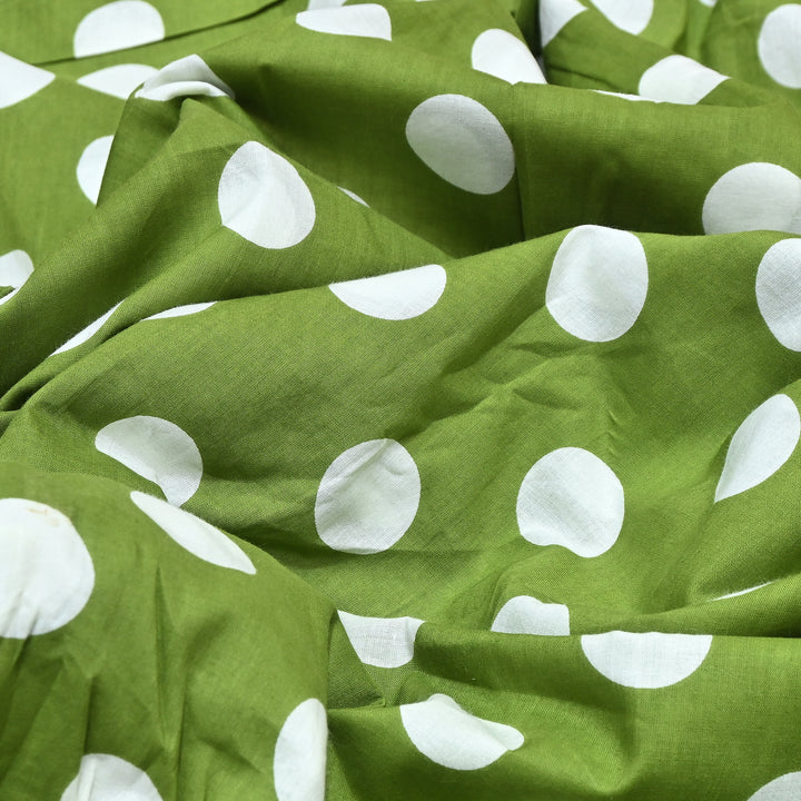 Premium Cotton Polka Dot Printed Fabric - Soft Breathable Designer Cotton Fabric - 000350-1h