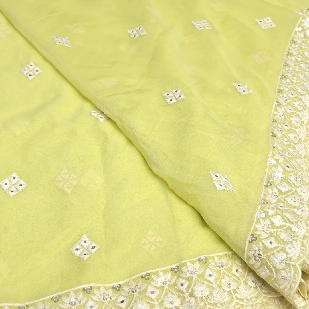 Viscose Georgette Mirror Embroidery Fabrics For Dupatta