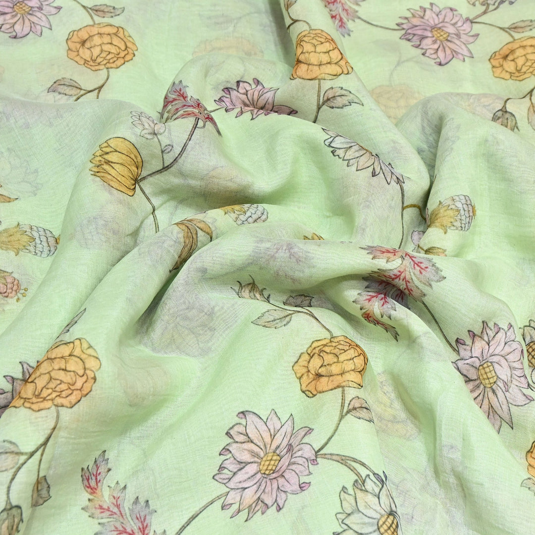 Premium Mul Chanderi Digital Print Fabric – Lightweight Chanderi Fabrics GT0185-1