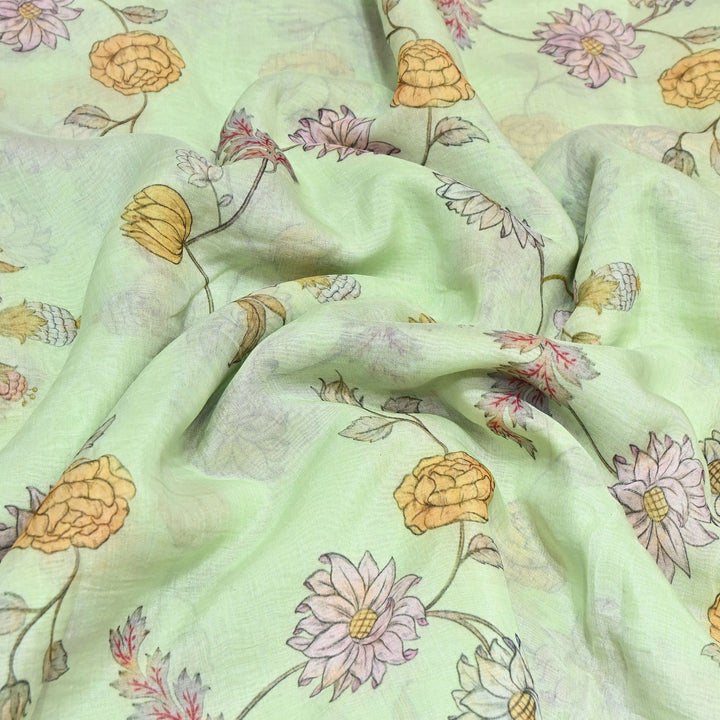 Premium Mul Chanderi Digital Print Fabric – Lightweight Chanderi Fabrics GT0185-1