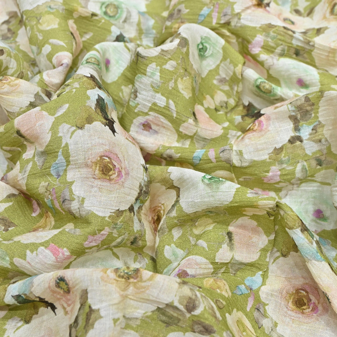 Elegant Crush Chanderi Digital Print Fabrics-UF0208-2