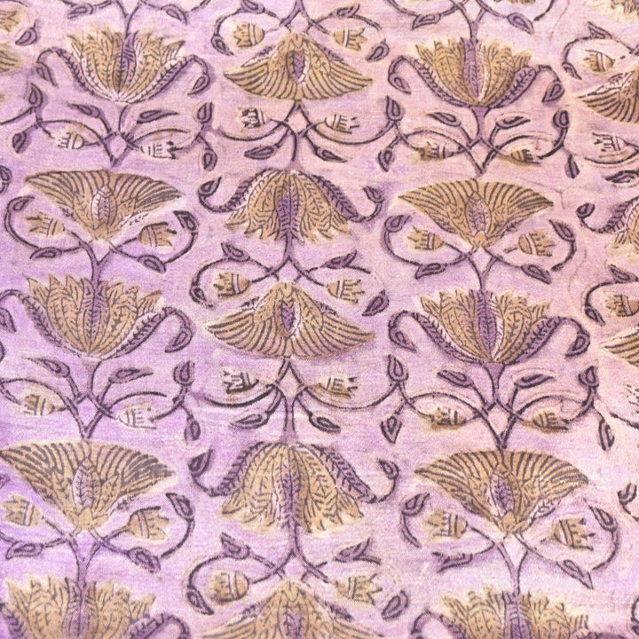 Mushrum Satin Vanaspati Print Fabric– Soft Luxury Designer Printed Fabric KK1217-1A