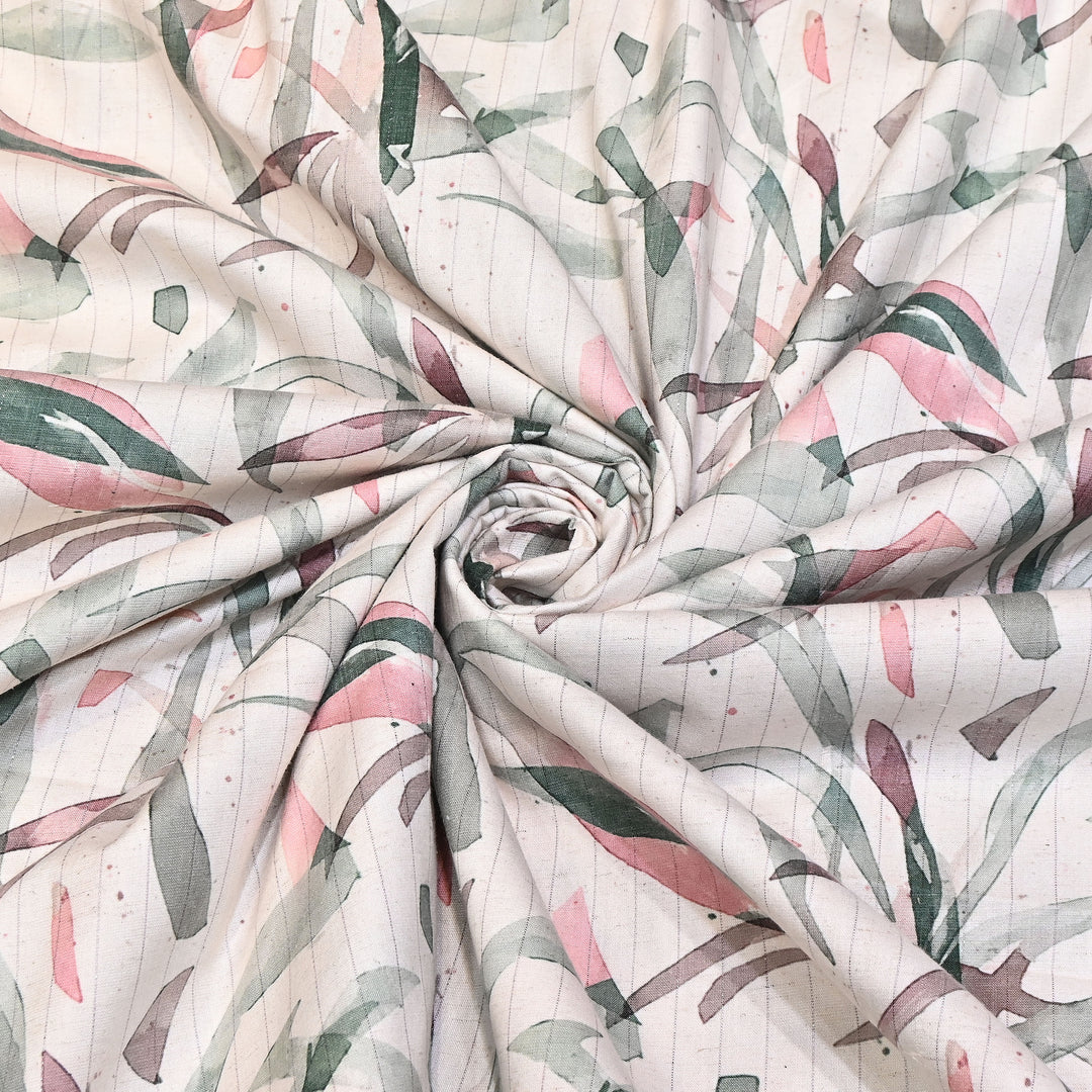 Cotton Linen Lurex Digital Print Fabric – Premium Designer Summer Fabric- BYP125-2