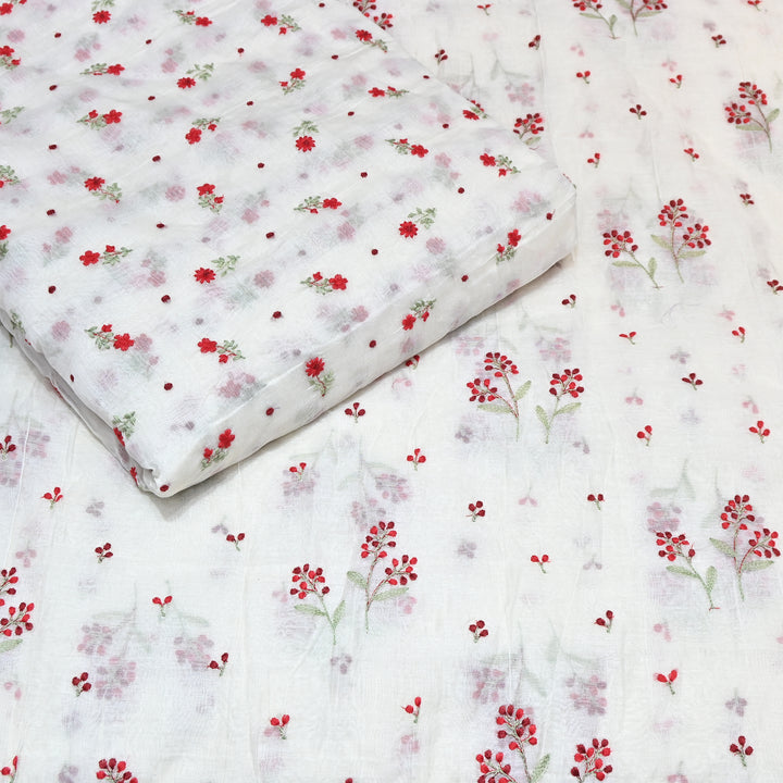 Dyeable Mul Chanderi Thread Embroidery Fabric – Soft Summer Designer Fabric-MF8212-4