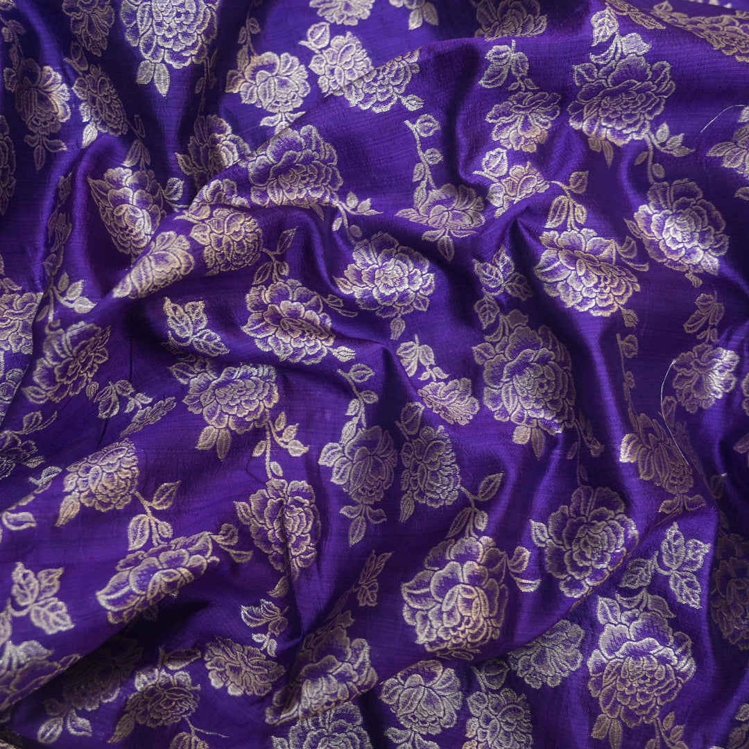 Purple Pure Mango Silk Zari Brocade fabric. | 165-192PR