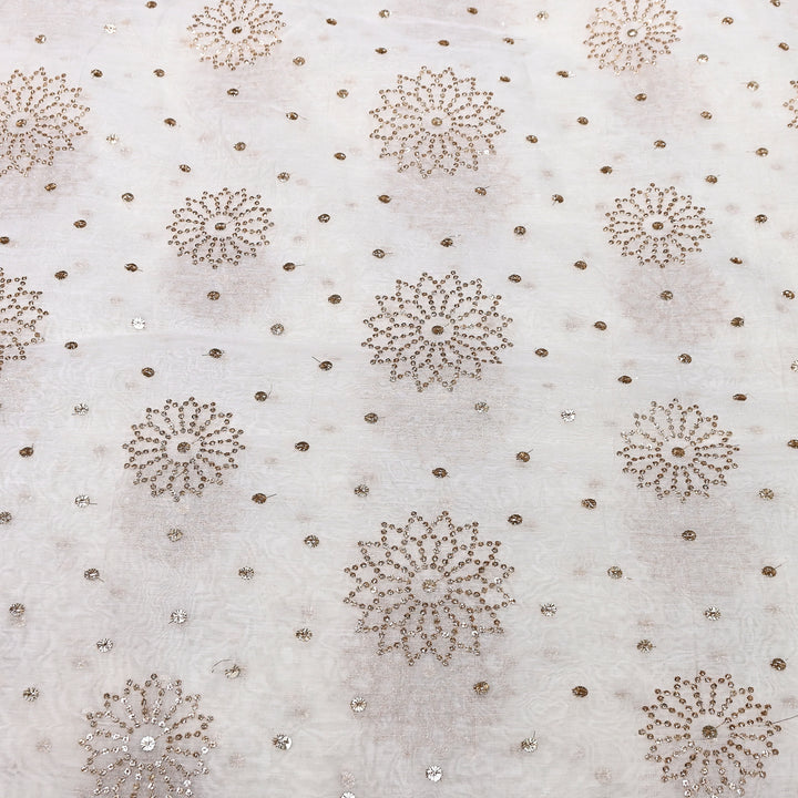 Premium Dyeable Mul Chanderi Sequins Embroidery Fabric - V1207C