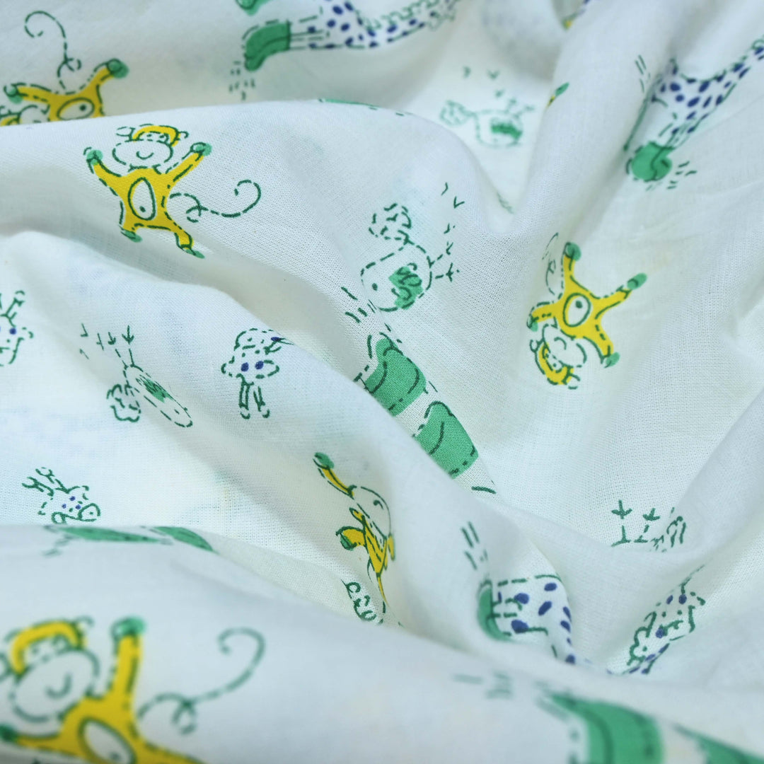White Cotton Printed Fabric