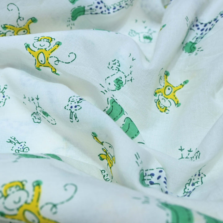 White Cotton Printed Fabric