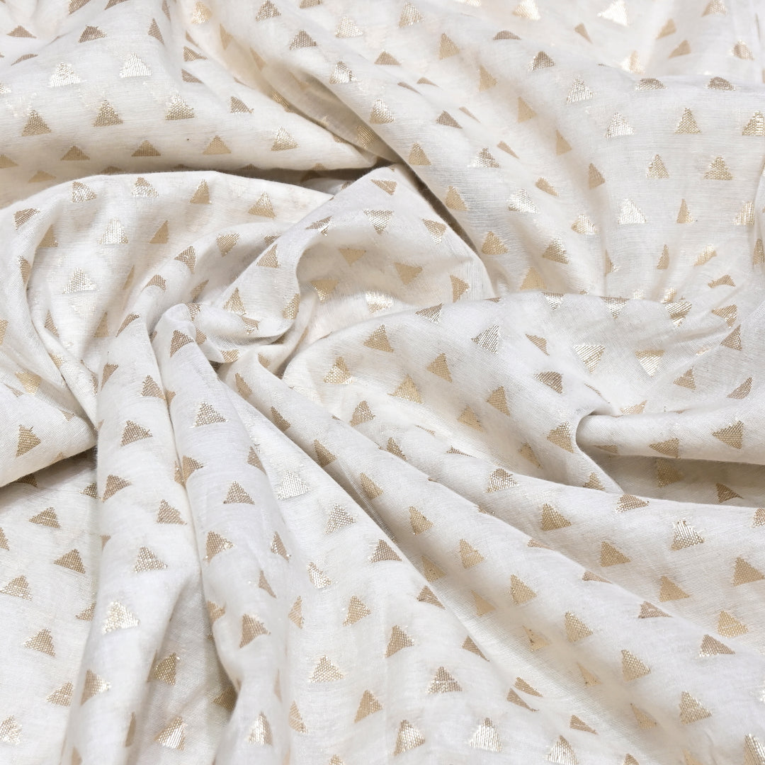 Banarasi Chanderi Gold Mat Zari Fabric – Premium Designer Ethnic Wear Fabric 000313-16