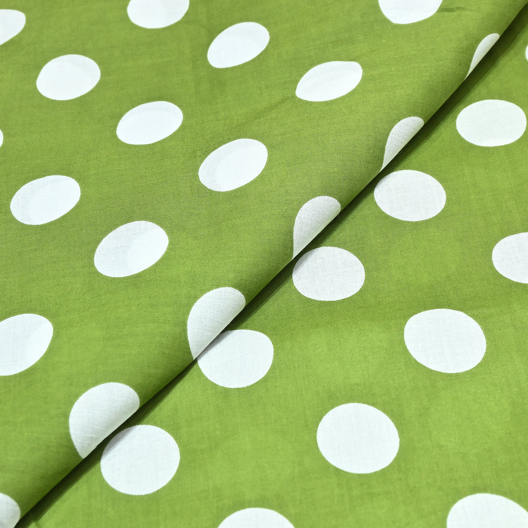 Premium Cotton Polka Dot Printed Fabric - Soft Breathable Designer Cotton Fabric - 000350-1h