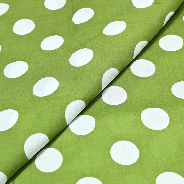 Premium Cotton Polka Dot Printed Fabric - Soft Breathable Designer Cotton Fabric - 000350-1h