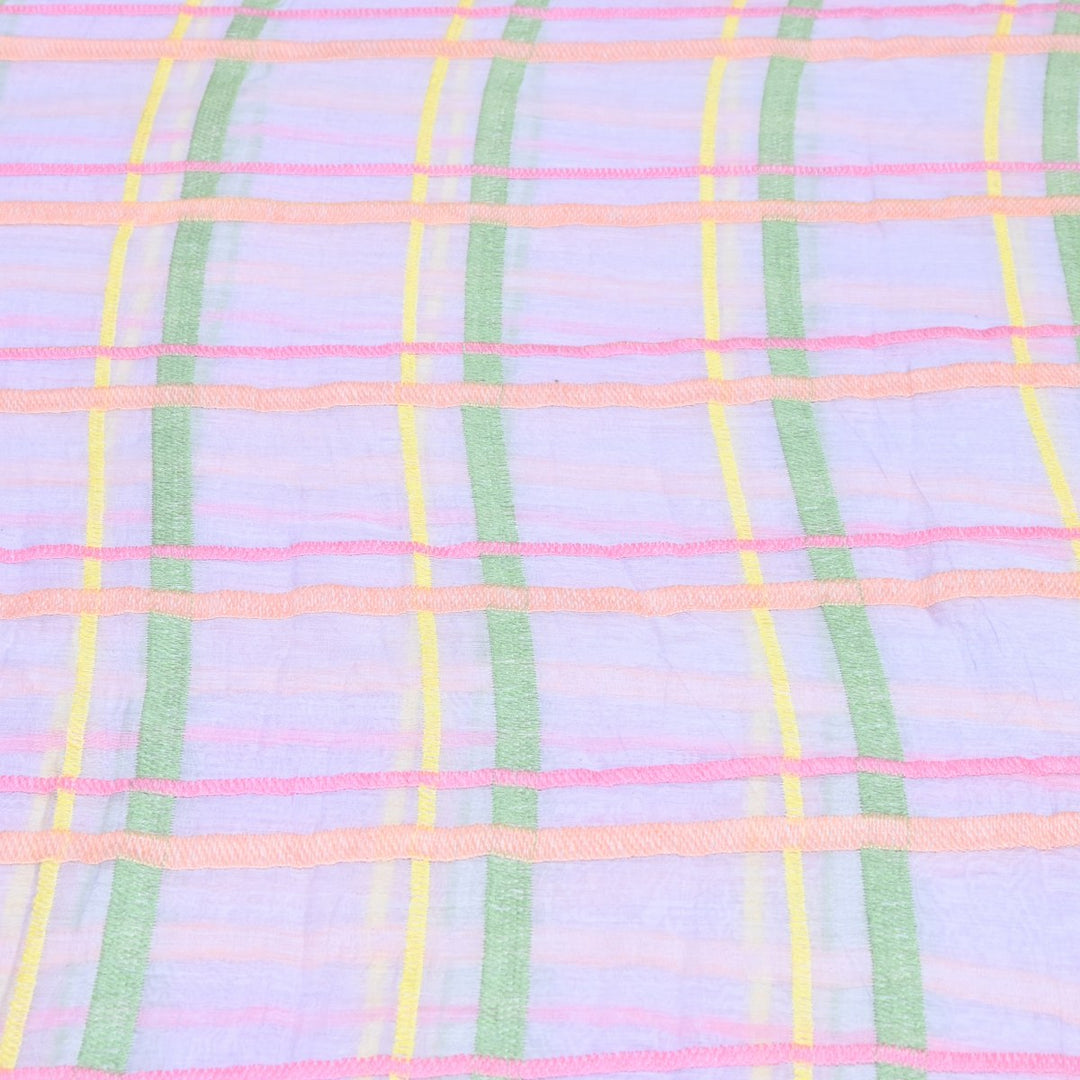 Lavender Color Mul Chanderi Thread Embroidery Fabric – Soft Lightweight Designer Fabric-V2189C-2