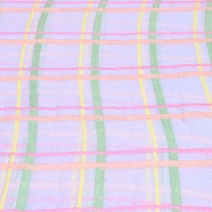 Lavender Color Mul Chanderi Thread Embroidery Fabric – Soft Lightweight Designer Fabric-V2189C-2