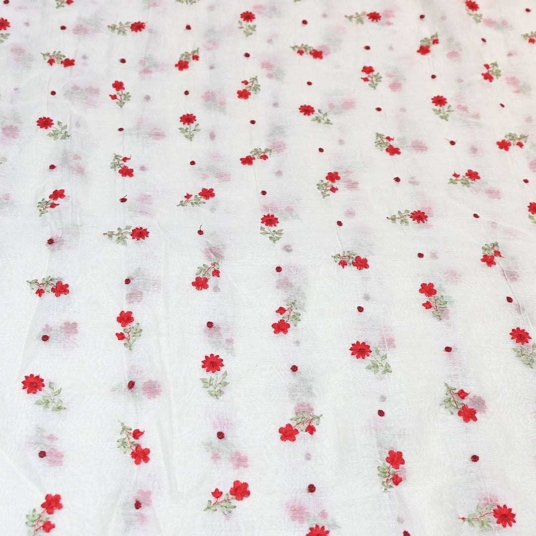 Dyeable Mul Chanderi Thread Embroidery Fabric – Soft Summer Designer Fabric-MF8209-4